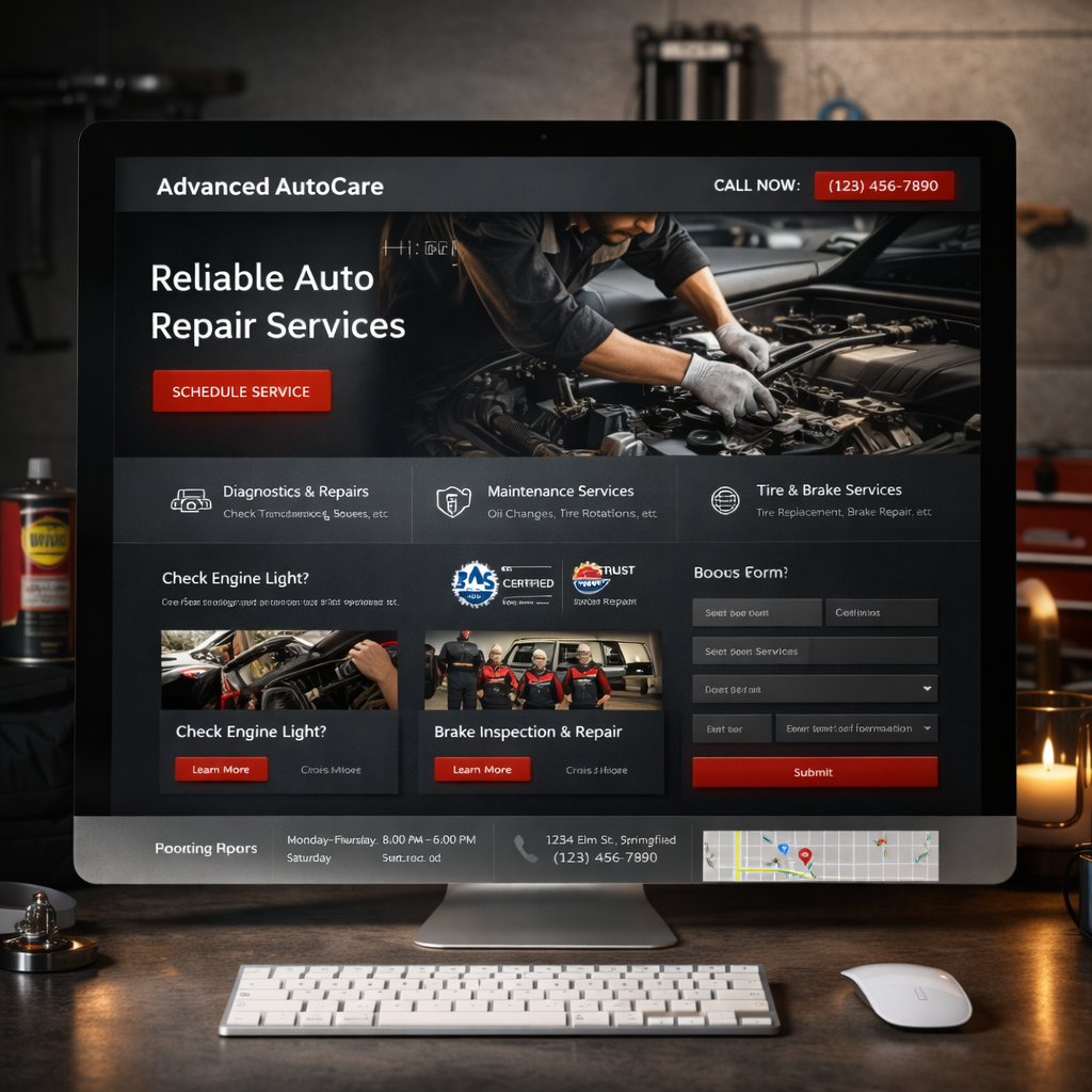 Auto repair website concept